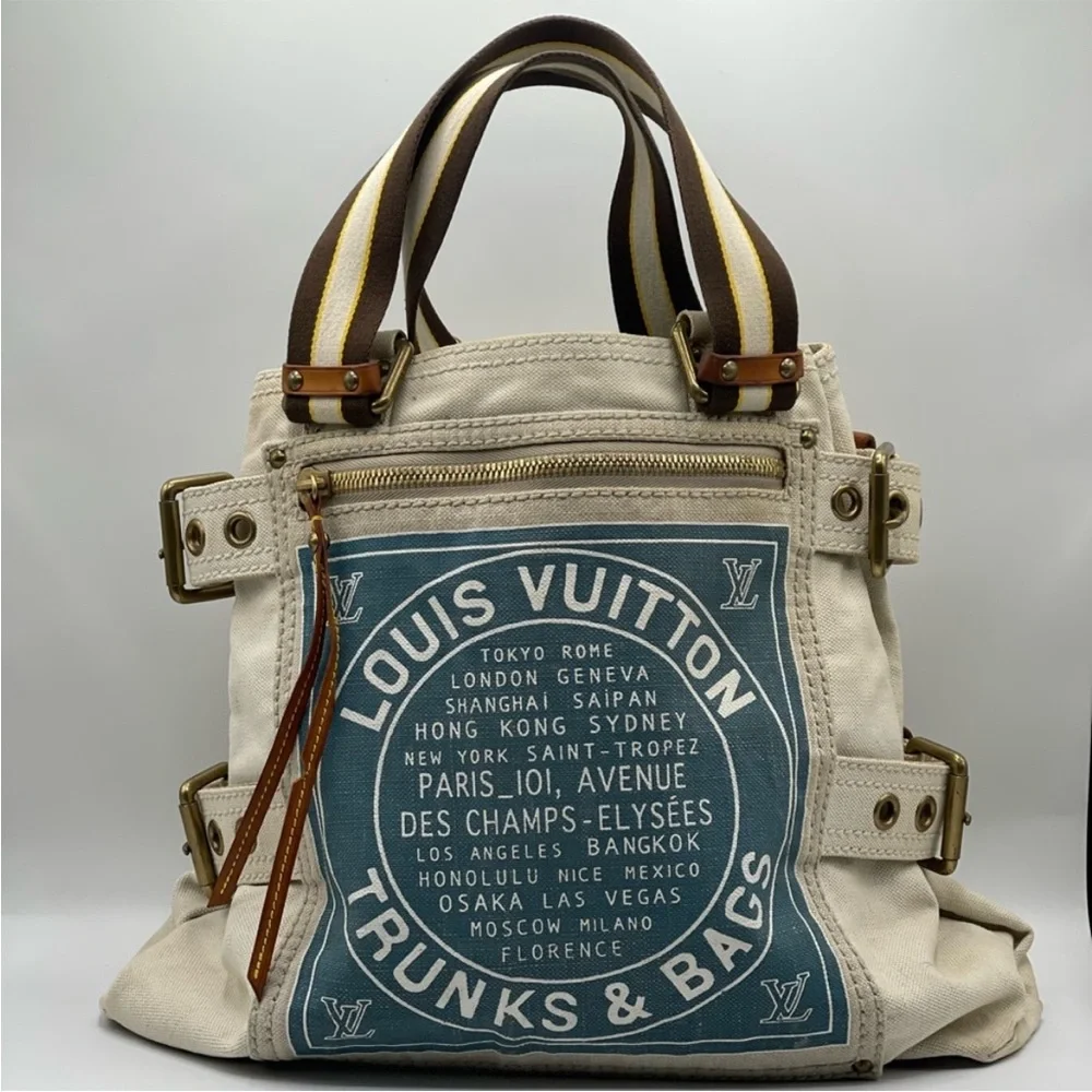 Louis Vuitton Globe Shopper Cruise Tote Bag Canvas Blue - Picture 2 of 16